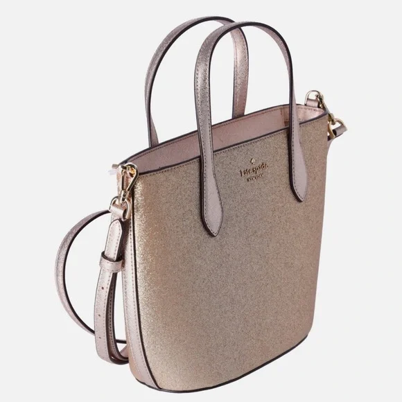 Kate Spade Glitter Glimmer Satchel Crossbody Bag in Gold NWT Holiday - Picture 4 of 10